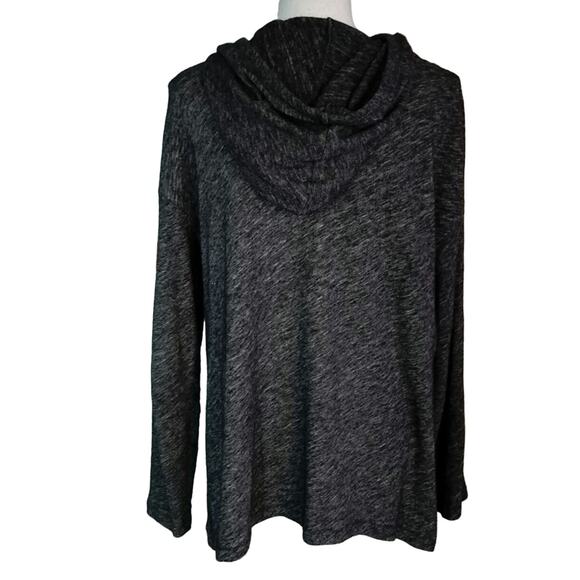 Eileen Fisher Size M Wool Blend Hooded Sweater Spacedye Grey Gray - Picture 3 of 5